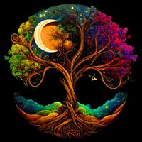 Moon Phases Tree Of Life Drawstring Bag