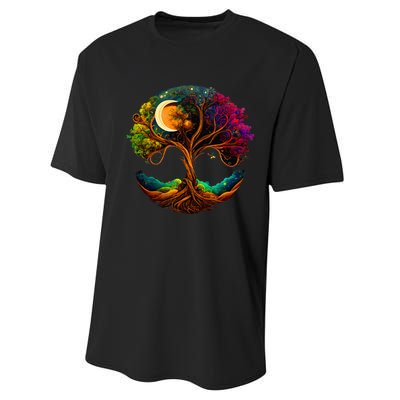 Moon Phases Tree Of Life Performance Sprint T-Shirt