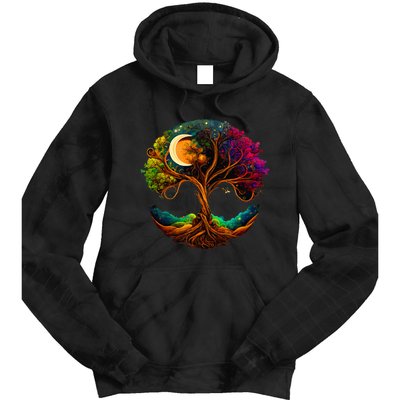 Moon Phases Tree Of Life Tie Dye Hoodie