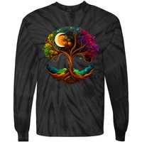 Moon Phases Tree Of Life Tie-Dye Long Sleeve Shirt