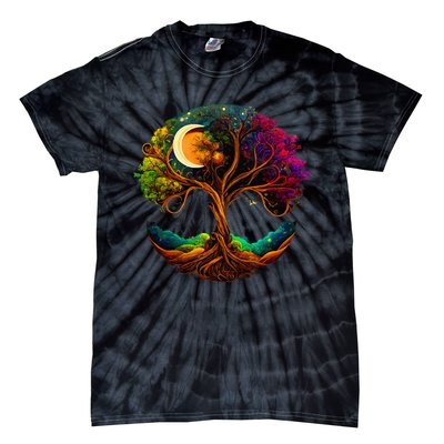 Moon Phases Tree Of Life Tie-Dye T-Shirt