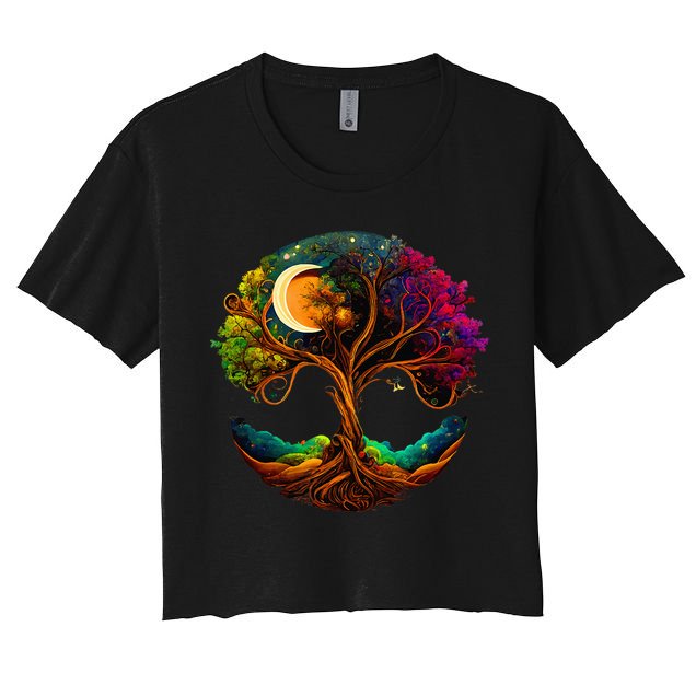 Moon Phases Tree Of Life Crop Top