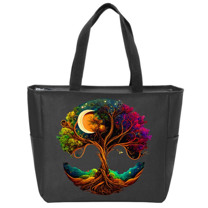 Moon Phases Tree Of Life Zip Tote Bag