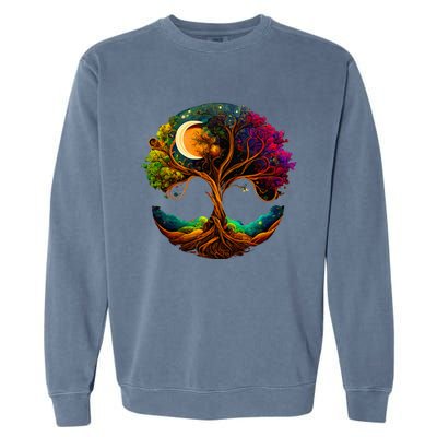 Moon Phases Tree Of Life Garment-Dyed Sweatshirt