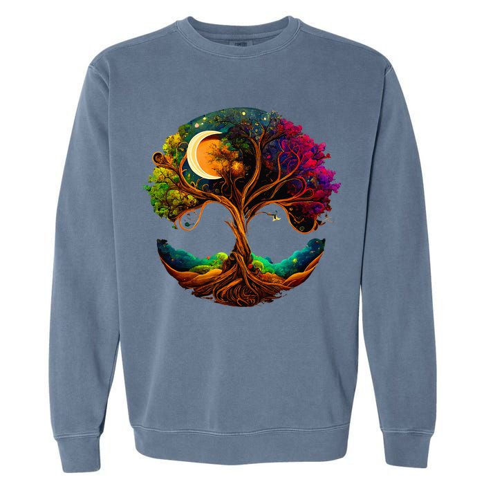 Moon Phases Tree Of Life Garment-Dyed Sweatshirt