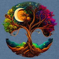 Moon Phases Tree Of Life Garment-Dyed Sweatshirt