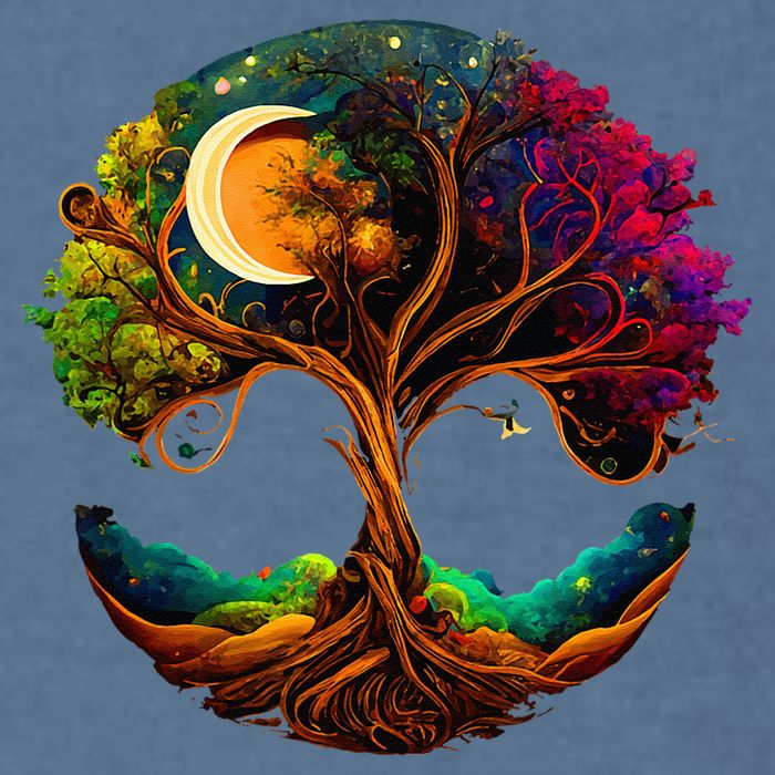 Moon Phases Tree Of Life Garment-Dyed Sweatshirt