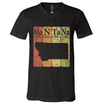 Montana Periodic Table Elements State Of Montana Map V-Neck T-Shirt