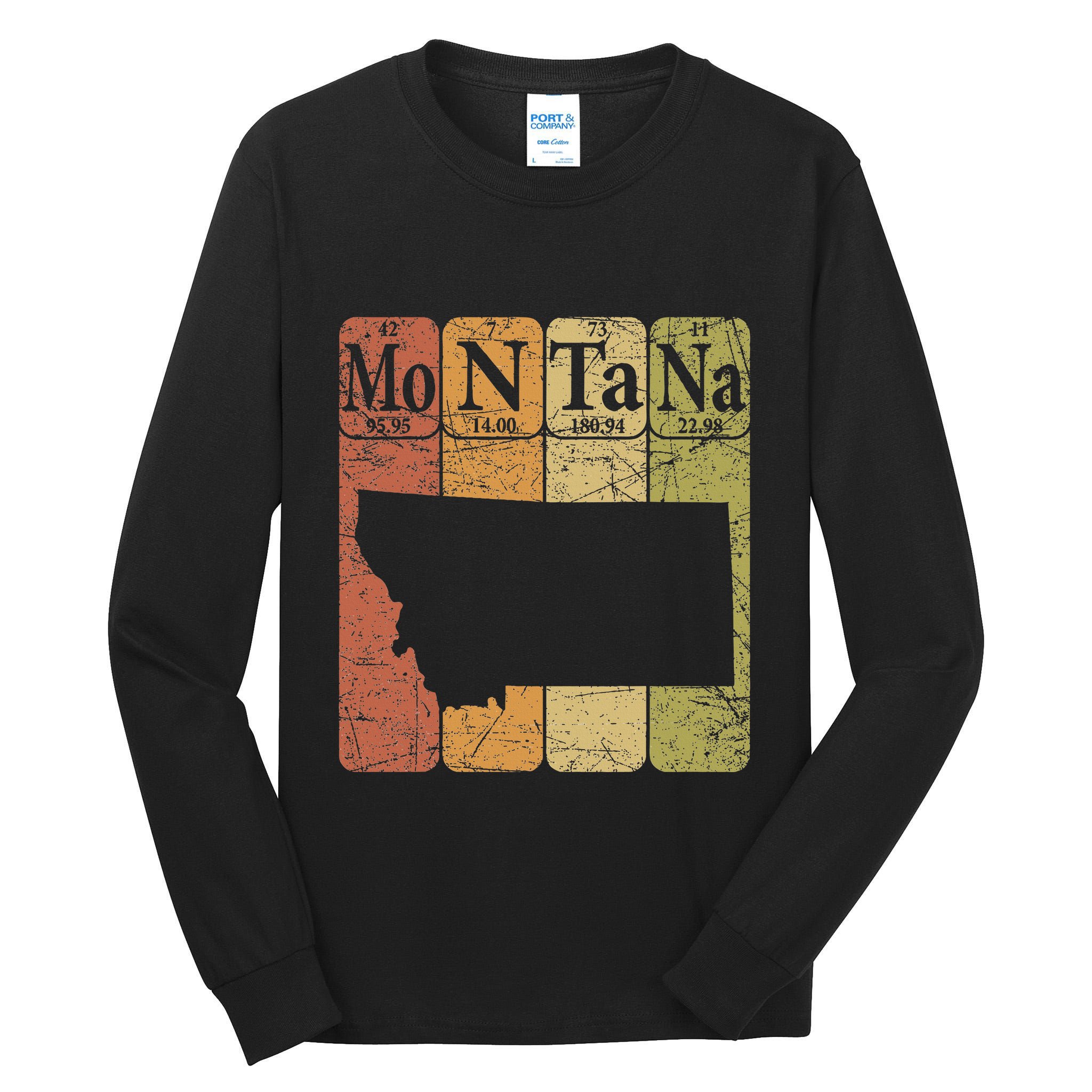 Montana Periodic Table Elements State Of Montana Map Tall Long Sleeve T-Shirt