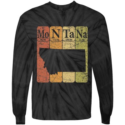Montana Periodic Table Elements State Of Montana Map Tie-Dye Long Sleeve Shirt