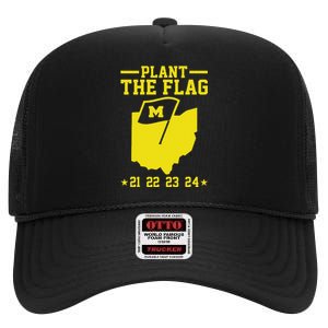 Michigan Plant The Flag 21 22 23 24 High Crown Mesh Back Trucker Hat