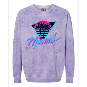 Miami Palm Trees Vaperwave Synthwave 80s Style Retro Colorblast Crewneck Sweatshirt