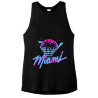 Miami Palm Trees Vaperwave Synthwave 80s Style Retro Ladies PosiCharge Tri-Blend Wicking Tank