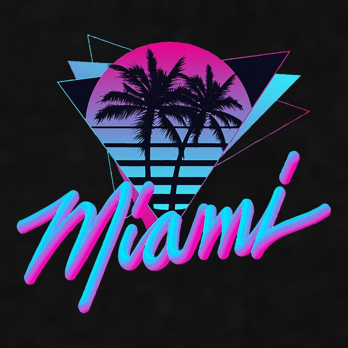 Miami Palm Trees Vaperwave Synthwave 80s Style Retro Ladies PosiCharge Tri-Blend Wicking Tank