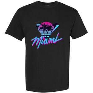 Miami Palm Trees Vaperwave Synthwave 80s Style Retro Garment-Dyed Heavyweight T-Shirt