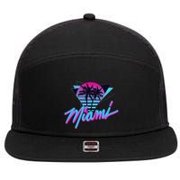 Miami Palm Trees Vaperwave Synthwave 80s Style Retro 7 Panel Mesh Trucker Snapback Hat