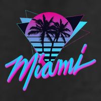 Miami Palm Trees Vaperwave Synthwave 80s Style Retro 7 Panel Mesh Trucker Snapback Hat