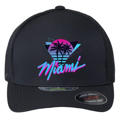 Miami Palm Trees Vaperwave Synthwave 80s Style Retro Flexfit Unipanel Trucker Cap