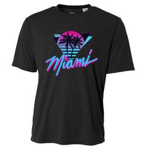 Miami Palm Trees Vaperwave Synthwave 80s Style Retro Cooling Performance Crew T-Shirt