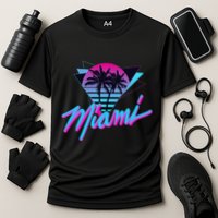 Miami Palm Trees Vaperwave Synthwave 80s Style Retro Performance Shirt