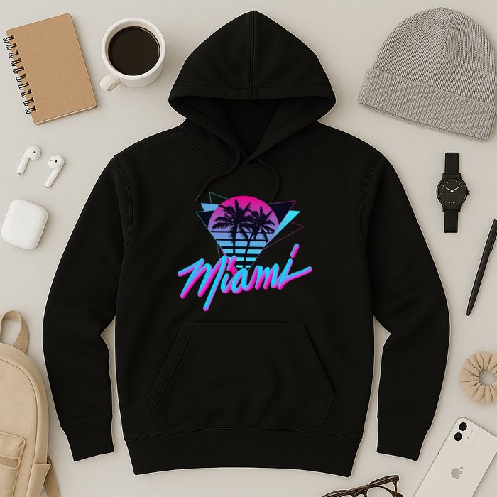 Miami Palm Trees Vaperwave Synthwave 80s Style Retro Hoodie