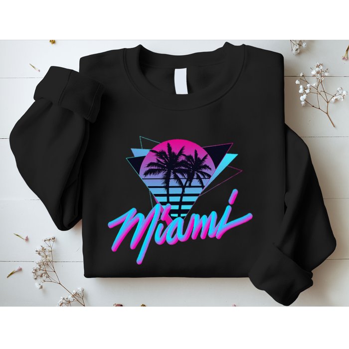 Miami Palm Trees Vaperwave Synthwave 80s Style Retro Sweatshirt