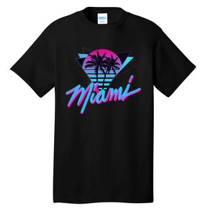 Miami Palm Trees Vaperwave Synthwave 80s Style Retro Tall T-Shirt