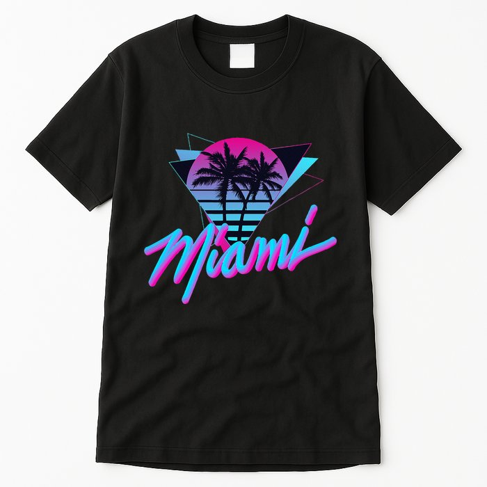 Miami Palm Trees Vaperwave Synthwave 80s Style Retro Tall T-Shirt