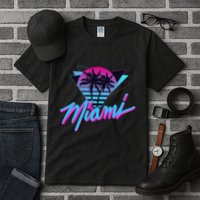 Miami Palm Trees Vaperwave Synthwave 80s Style Retro Tall T-Shirt