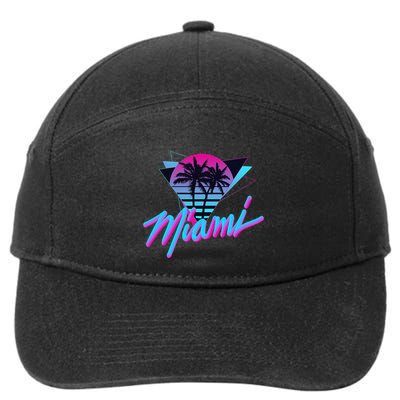 Miami Palm Trees Vaperwave Synthwave 80s Style Retro 7-Panel Snapback Hat