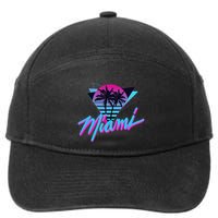 Miami Palm Trees Vaperwave Synthwave 80s Style Retro 7-Panel Snapback Hat