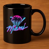 Miami Palm Trees Vaperwave Synthwave 80s Style Retro 11oz C Handle Ceramic Mug