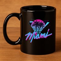 Miami Palm Trees Vaperwave Synthwave 80s Style Retro 11oz C Handle Ceramic Mug