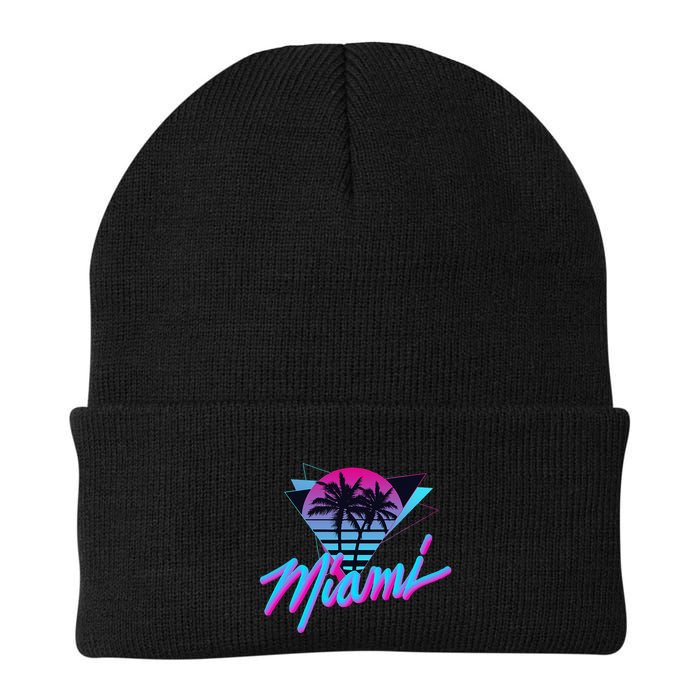 Miami Palm Trees Vaperwave Synthwave 80s Style Retro Beanie