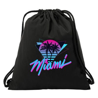 Miami Palm Trees Vaperwave Synthwave 80s Style Retro Drawstring Bag