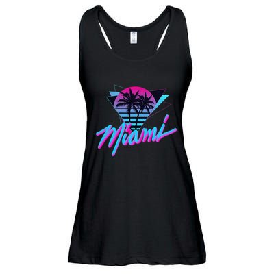 Miami Palm Trees Vaperwave Synthwave 80s Style Retro Ladies Essential Flowy Tank