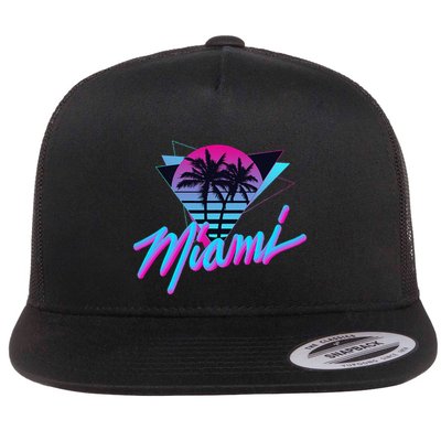 Miami Palm Trees Vaperwave Synthwave 80s Style Retro Flatbill Hat