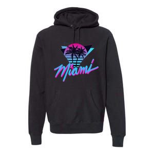 Miami Palm Trees Vaperwave Synthwave 80s Style Retro Premium Hoodie