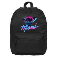 Miami Palm Trees Vaperwave Synthwave 80s Style Retro 16 in Basic Backpack