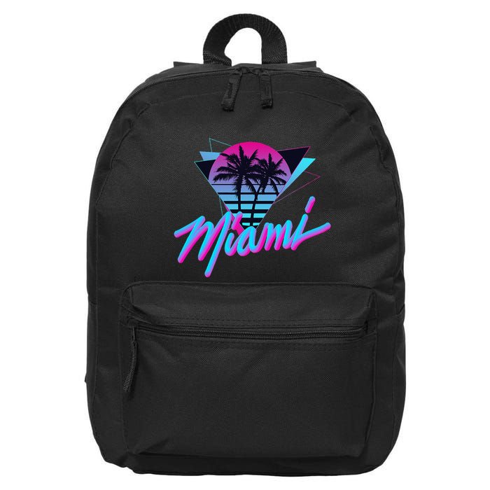 Miami Palm Trees Vaperwave Synthwave 80s Style Retro 16 in Basic Backpack
