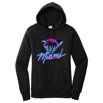 Miami Palm Trees Vaperwave Synthwave 80s Style Retro Women's Pullover Hoodie