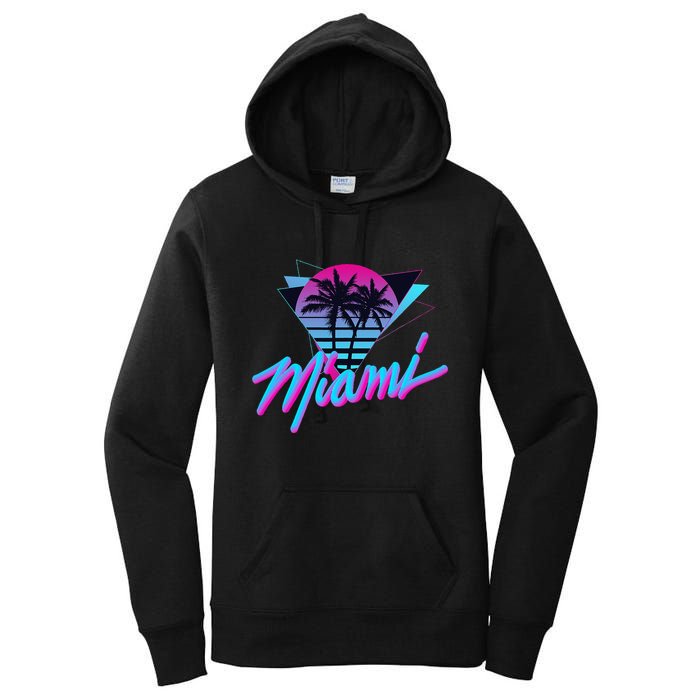 Miami Palm Trees Vaperwave Synthwave 80s Style Retro Women's Pullover Hoodie