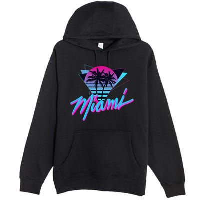 Miami Palm Trees Vaperwave Synthwave 80s Style Retro Premium Pullover Hoodie