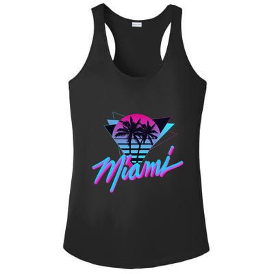 Miami Palm Trees Vaperwave Synthwave 80s Style Retro Ladies PosiCharge Competitor Racerback Tank