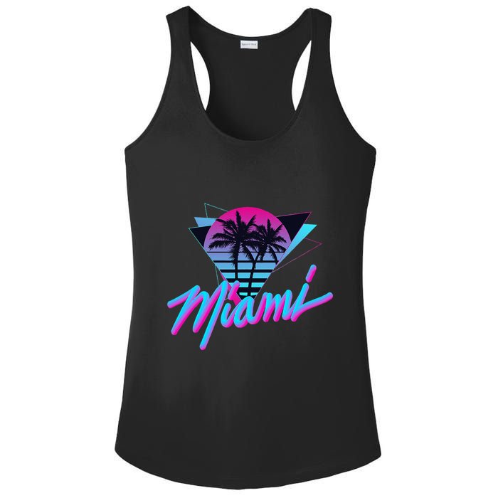 Miami Palm Trees Vaperwave Synthwave 80s Style Retro Ladies PosiCharge Competitor Racerback Tank