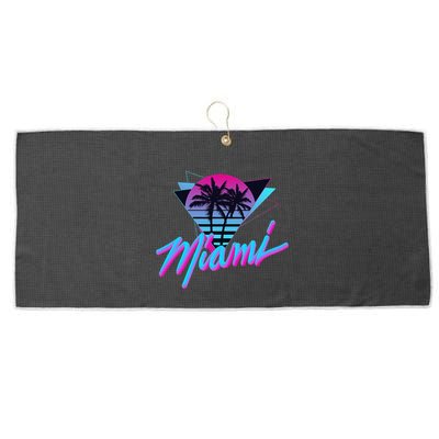 Miami Palm Trees Vaperwave Synthwave 80s Style Retro Large Microfiber Waffle Golf Towel