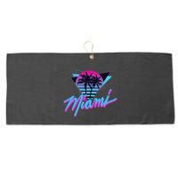 Miami Palm Trees Vaperwave Synthwave 80s Style Retro Large Microfiber Waffle Golf Towel