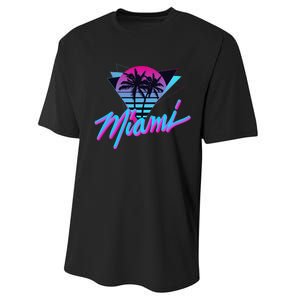 Miami Palm Trees Vaperwave Synthwave 80s Style Retro Performance Sprint T-Shirt