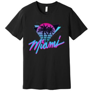 Miami Palm Trees Vaperwave Synthwave 80s Style Retro Premium T-Shirt