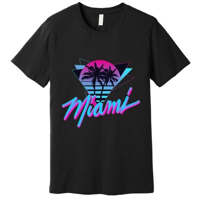 Miami Palm Trees Vaperwave Synthwave 80s Style Retro Premium T-Shirt
